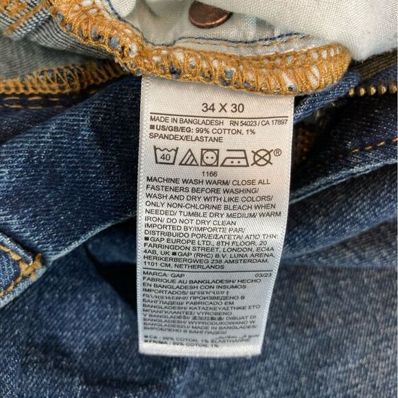 Gap Jeans Men's 34X30 Blue Indigo Denim Straight Taper Gap Flex Casual - Picture 8 of 12